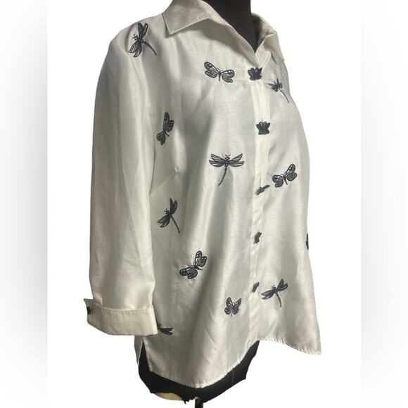 Y2K Boho Glam Embroidered Butterfly Fairy Feminine Artsy Top Womens Size 14 - Picture 1 of 7